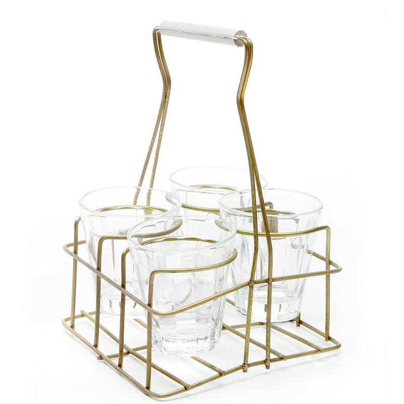 Chai Rack with 4 Small Glasses