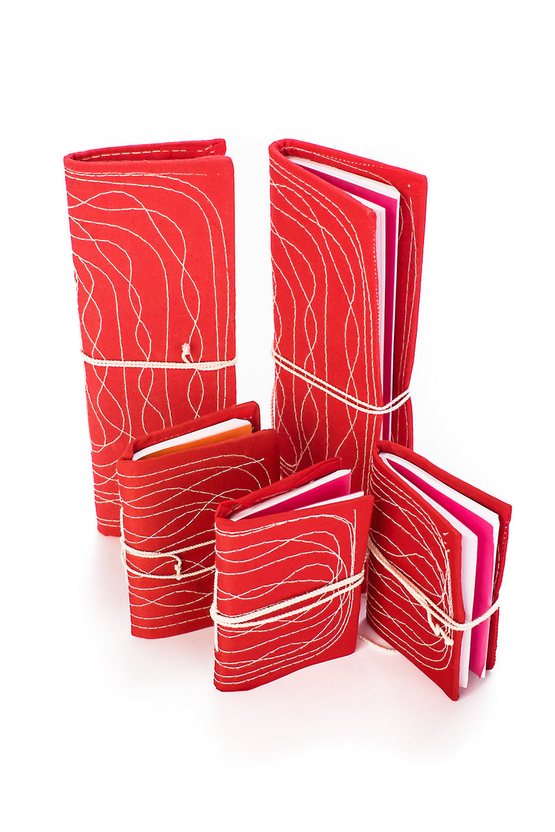 Red Stitched Ledgers & Notebooks